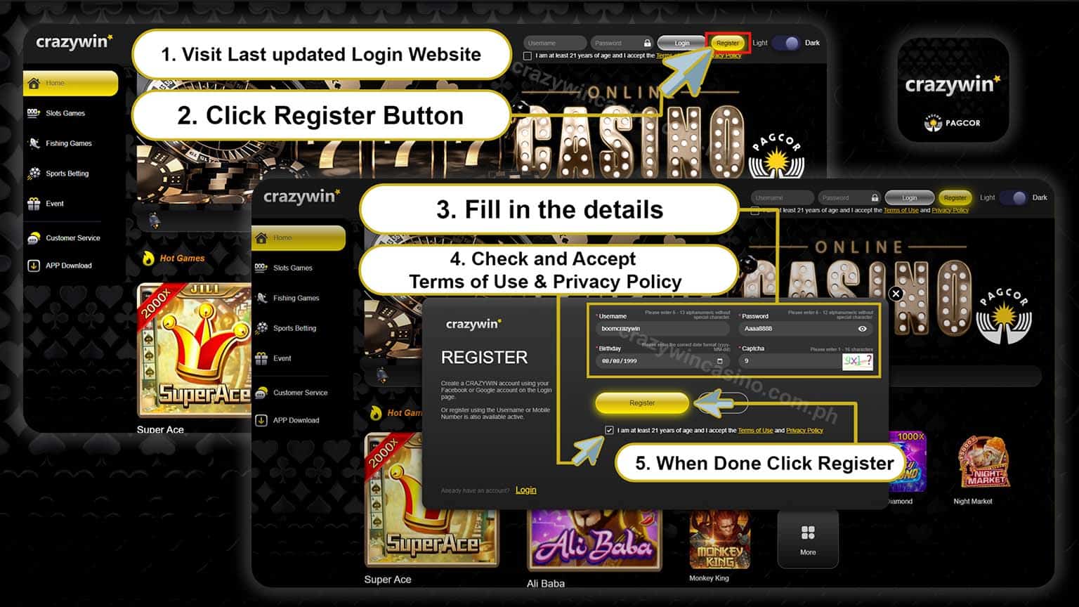 Crazywin Pc Register Step
